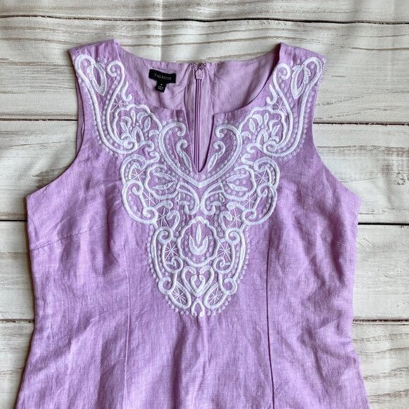 🟡SOLD🟡Talbots Embroidered Linen Shift Dress Size 4 NWT - Picture 4 of 10